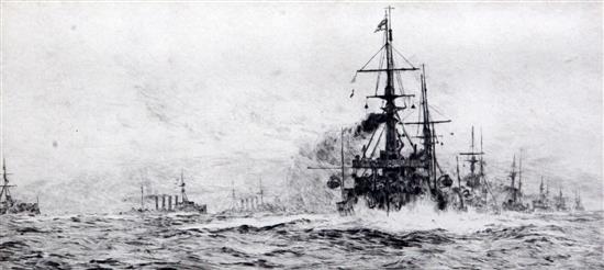 William Lionel Wyllie (1851-1931) Warships at sea 4 x 8.5in.